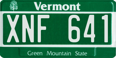 VT license plate XNF641