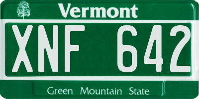VT license plate XNF642