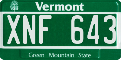 VT license plate XNF643