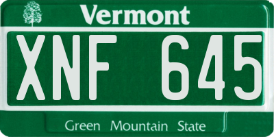 VT license plate XNF645