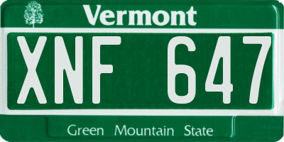 VT license plate XNF647
