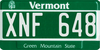 VT license plate XNF648