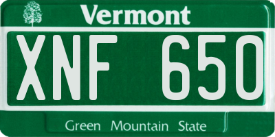 VT license plate XNF650