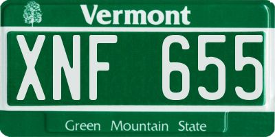 VT license plate XNF655