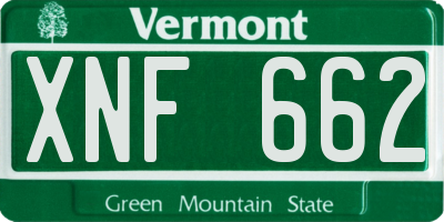 VT license plate XNF662