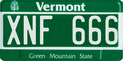 VT license plate XNF666