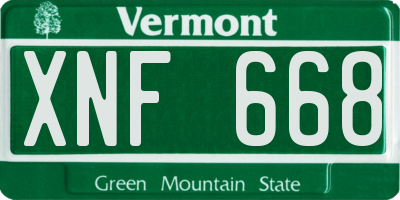 VT license plate XNF668