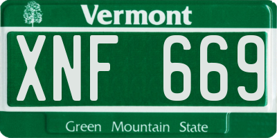 VT license plate XNF669