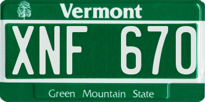 VT license plate XNF670