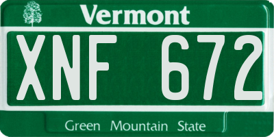 VT license plate XNF672
