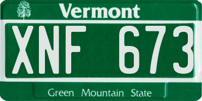 VT license plate XNF673