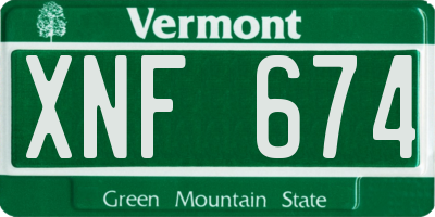 VT license plate XNF674