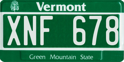 VT license plate XNF678