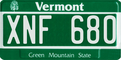 VT license plate XNF680