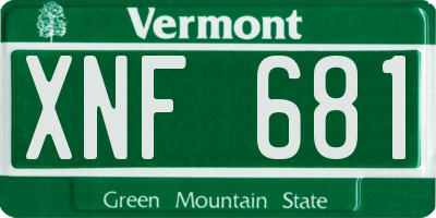 VT license plate XNF681