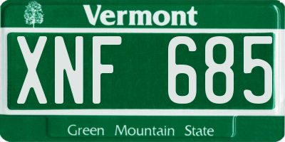 VT license plate XNF685