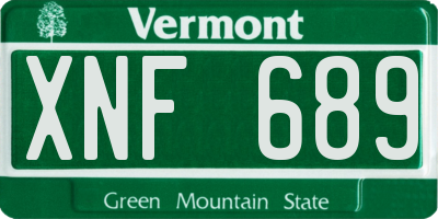 VT license plate XNF689