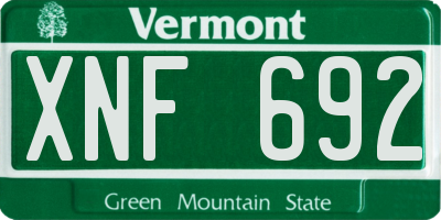 VT license plate XNF692