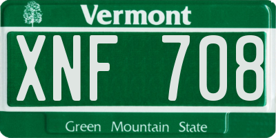 VT license plate XNF708