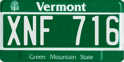 VT license plate XNF716