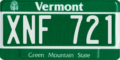 VT license plate XNF721