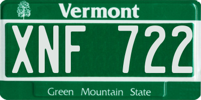 VT license plate XNF722