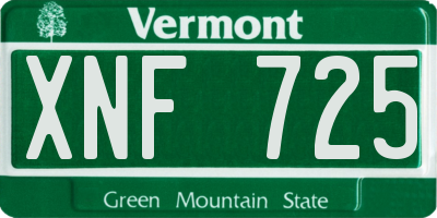 VT license plate XNF725