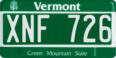 VT license plate XNF726