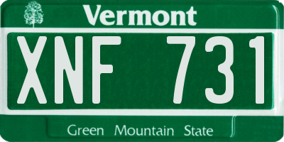 VT license plate XNF731