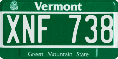 VT license plate XNF738