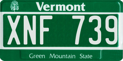 VT license plate XNF739