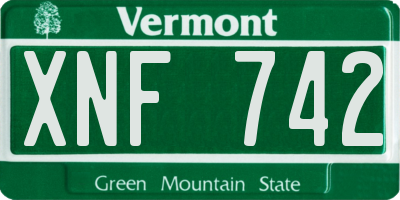 VT license plate XNF742