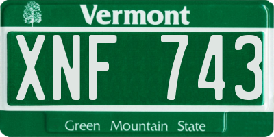 VT license plate XNF743