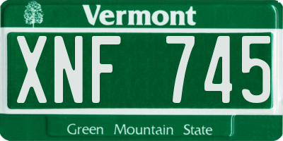 VT license plate XNF745