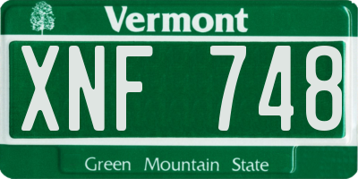 VT license plate XNF748