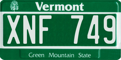 VT license plate XNF749
