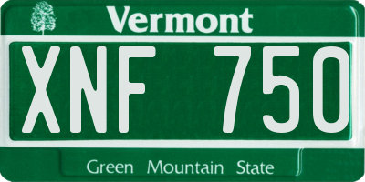 VT license plate XNF750