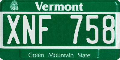 VT license plate XNF758