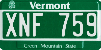 VT license plate XNF759