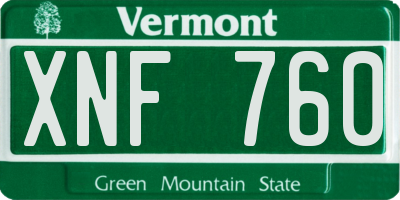 VT license plate XNF760