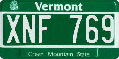 VT license plate XNF769