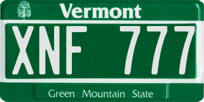 VT license plate XNF777