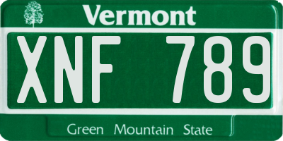 VT license plate XNF789