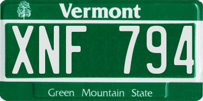 VT license plate XNF794