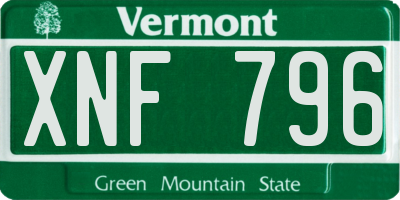 VT license plate XNF796