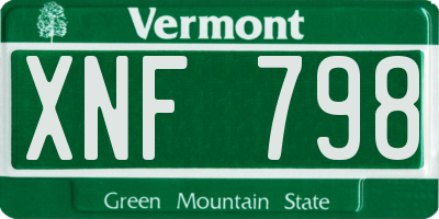 VT license plate XNF798
