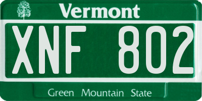 VT license plate XNF802