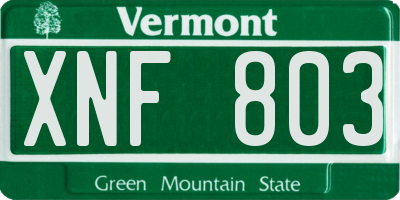 VT license plate XNF803