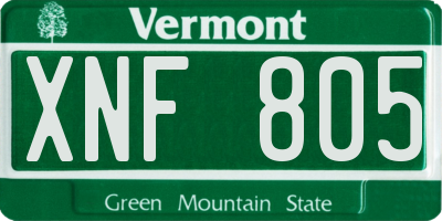 VT license plate XNF805