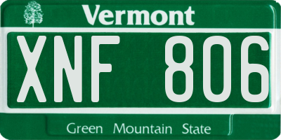 VT license plate XNF806